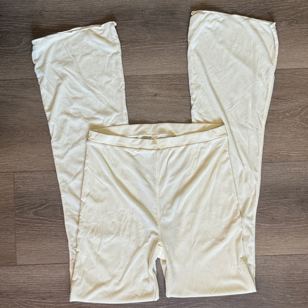 Skims off white / Cream Wide-Leg Pants bathing suit cover up sheer